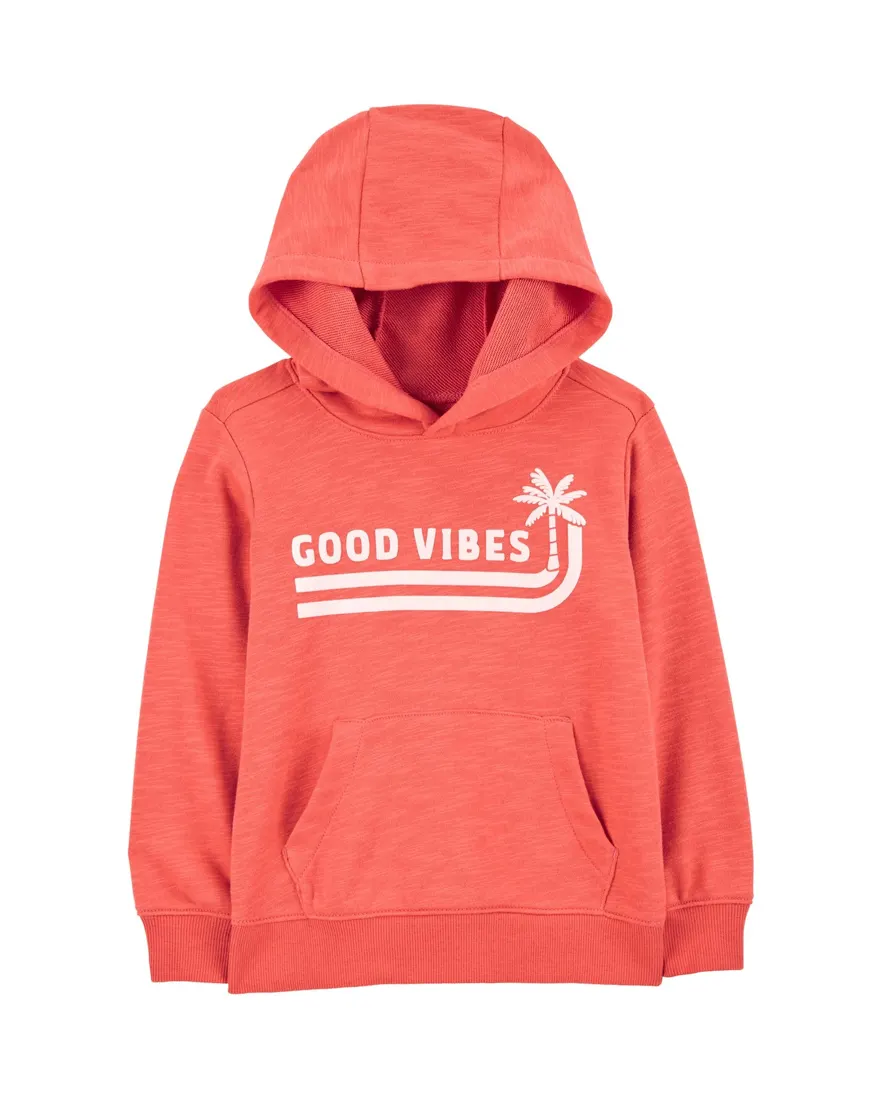 Blusa de moletom infantil com capuz good vibes vermelha