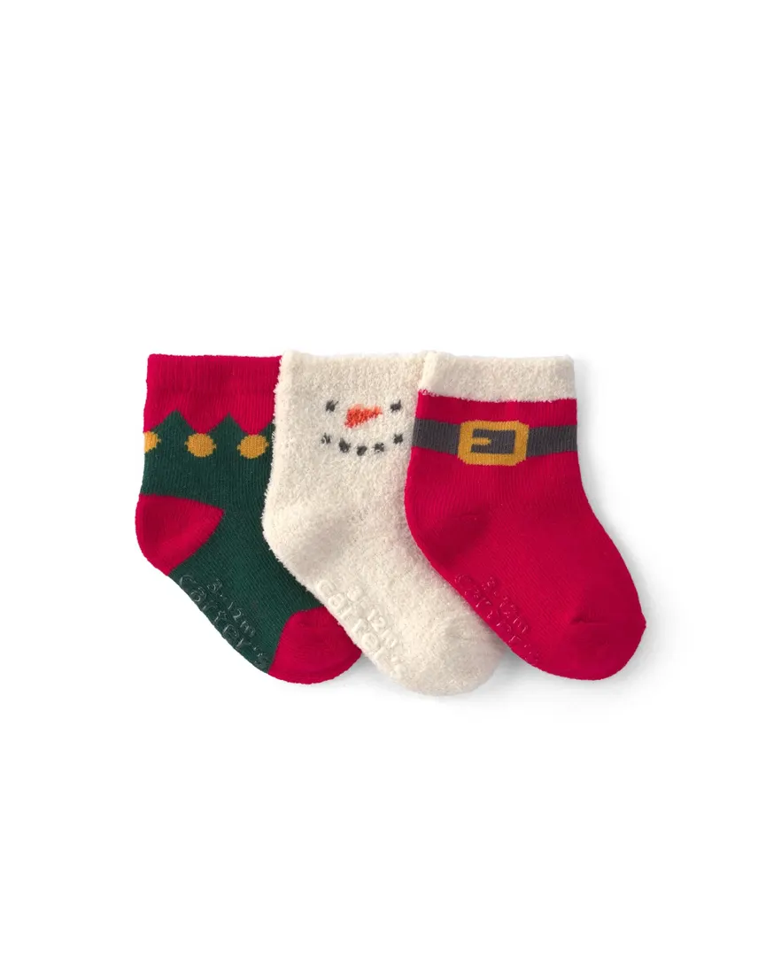 Kit meia bebê menino Natal 3 pares - Multicor