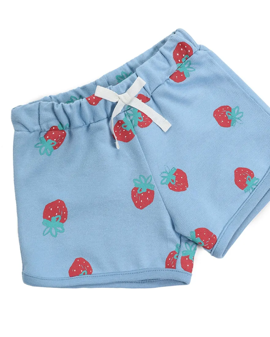 Outra vista de Short infantil morangos - azul