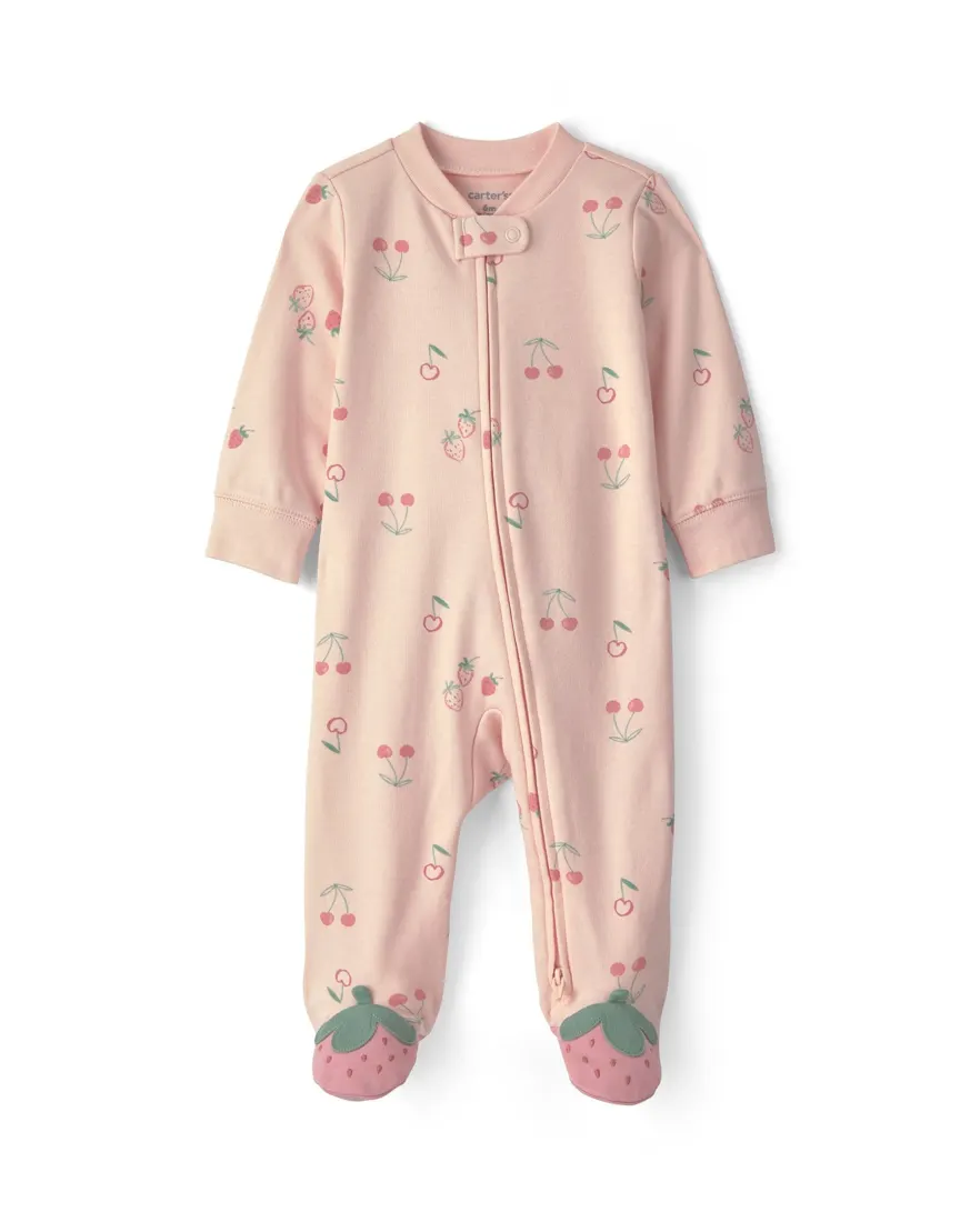 Outra vista de Macacão bebê com pezinho estampado - Rosa