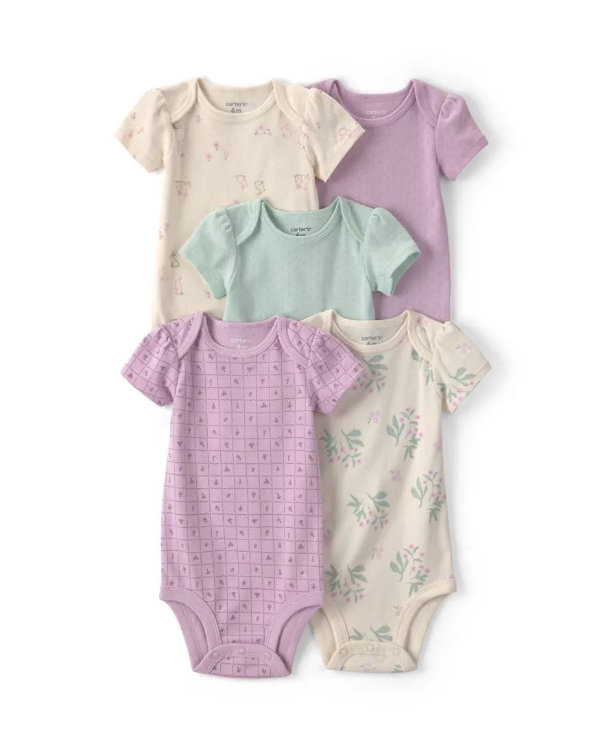 Outra vista de Kit body bebê 9 peças manga curta e manga longa floral - Multicor