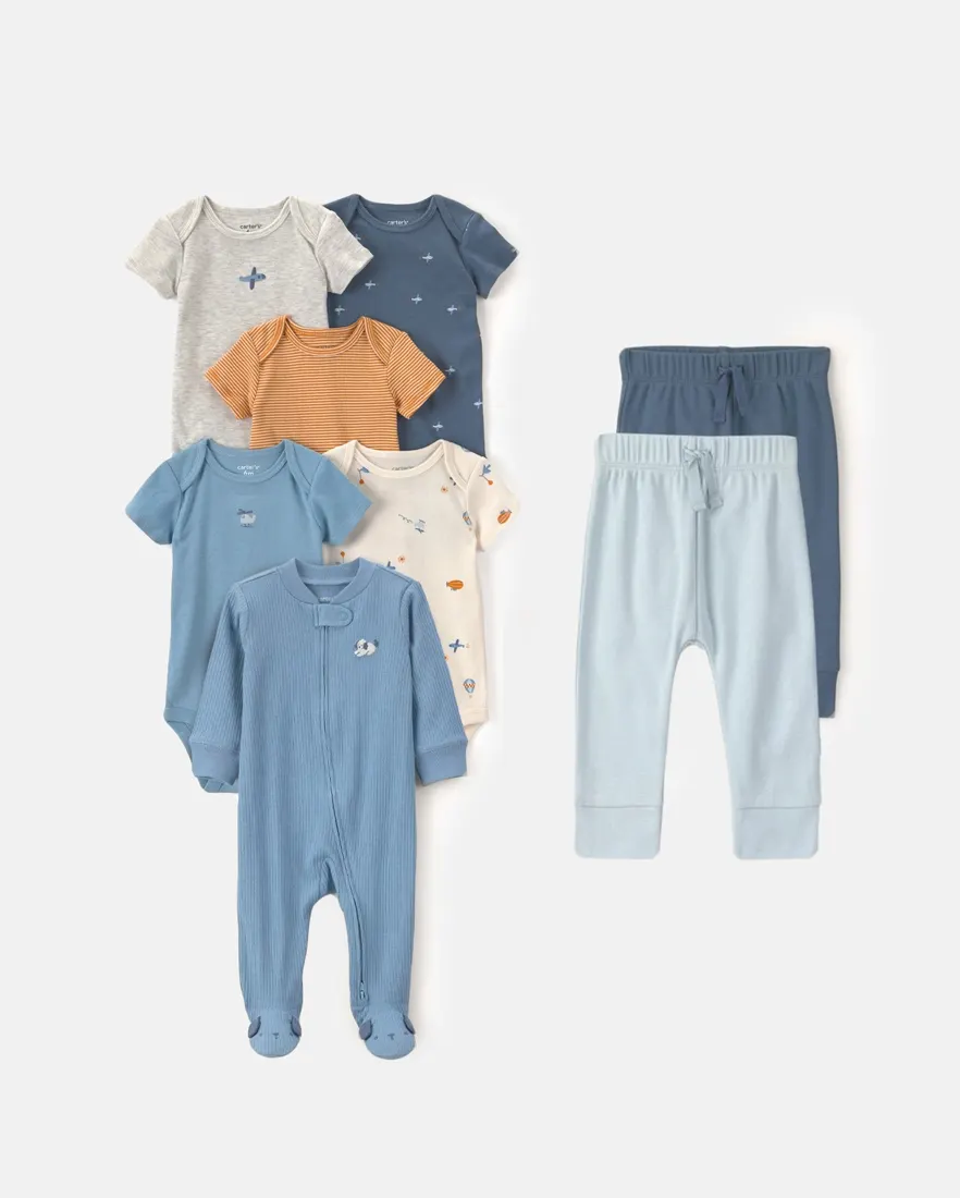 Enxoval bebê menino 8 peças estampado - Multicor