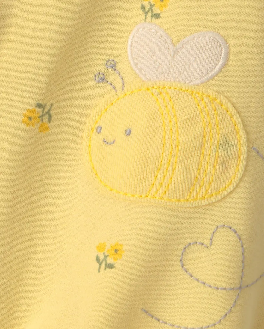 Outra vista de Macaquinho bebê floral - Amarelo