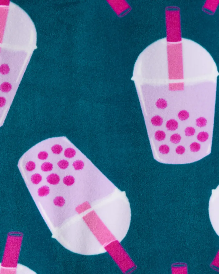 Outra vista de Pijama longo infantil 2 peças em plush bubble tea - verde