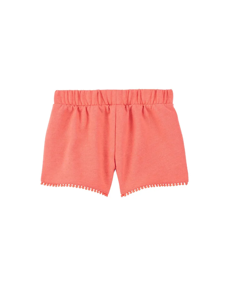 Outra vista de Short infantil com laço e aplicações- laranja