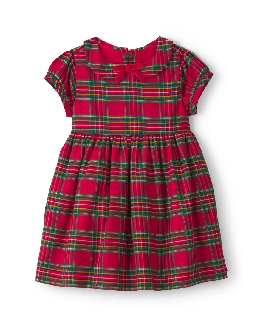 Vestido com calcinha bebê menina em algodão xadrez Natal - Multicor