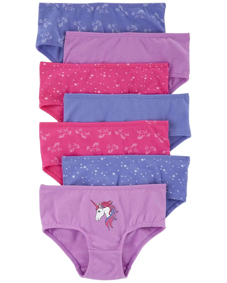 Kit calcinha infantil menina unicórnio 7 peças - Multicor