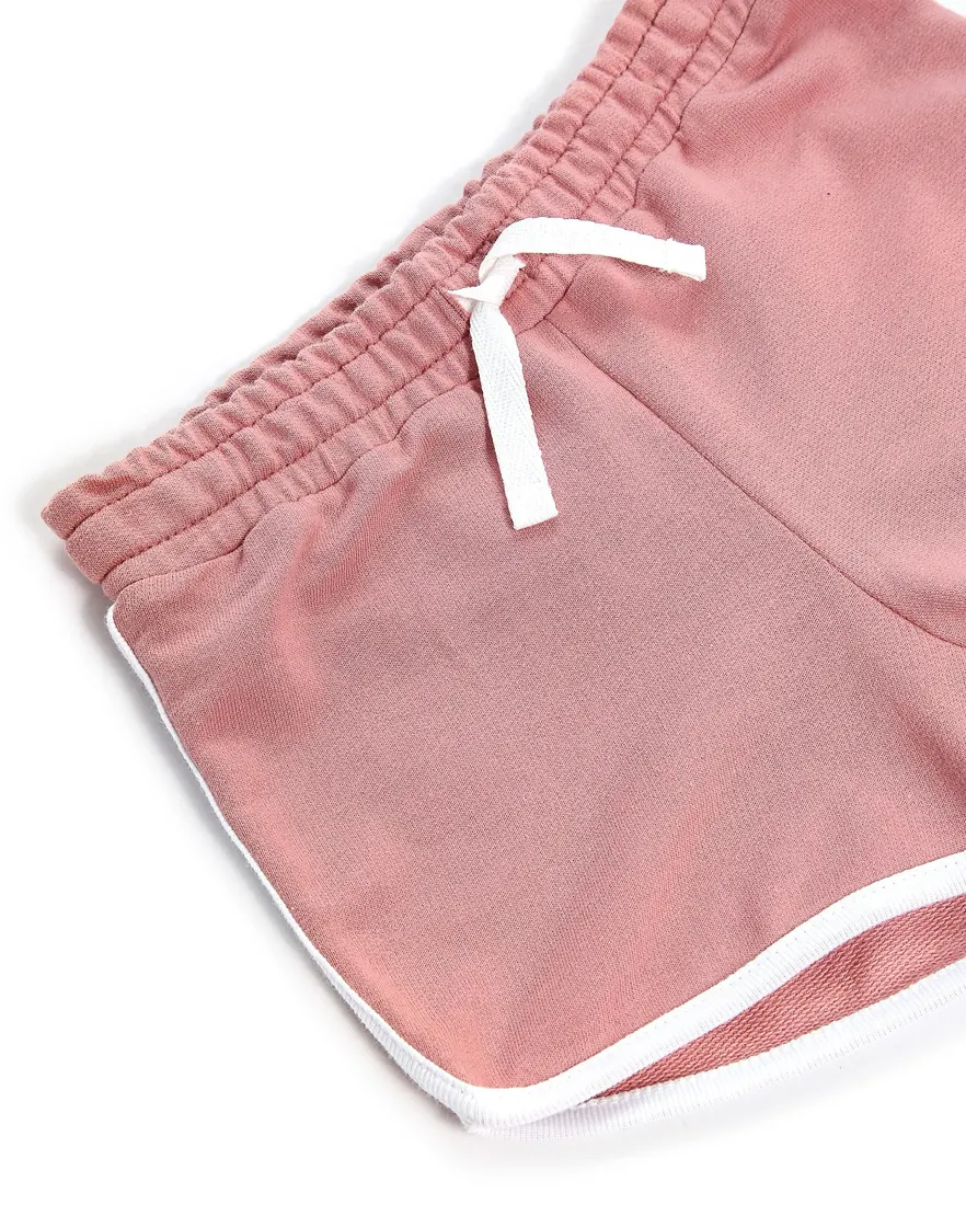 Outra vista de Short de moletom infantil com amarração - Rosa