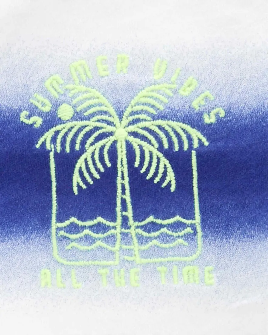 Outra vista de Camiseta infantil manga curta summer vibes listras branca