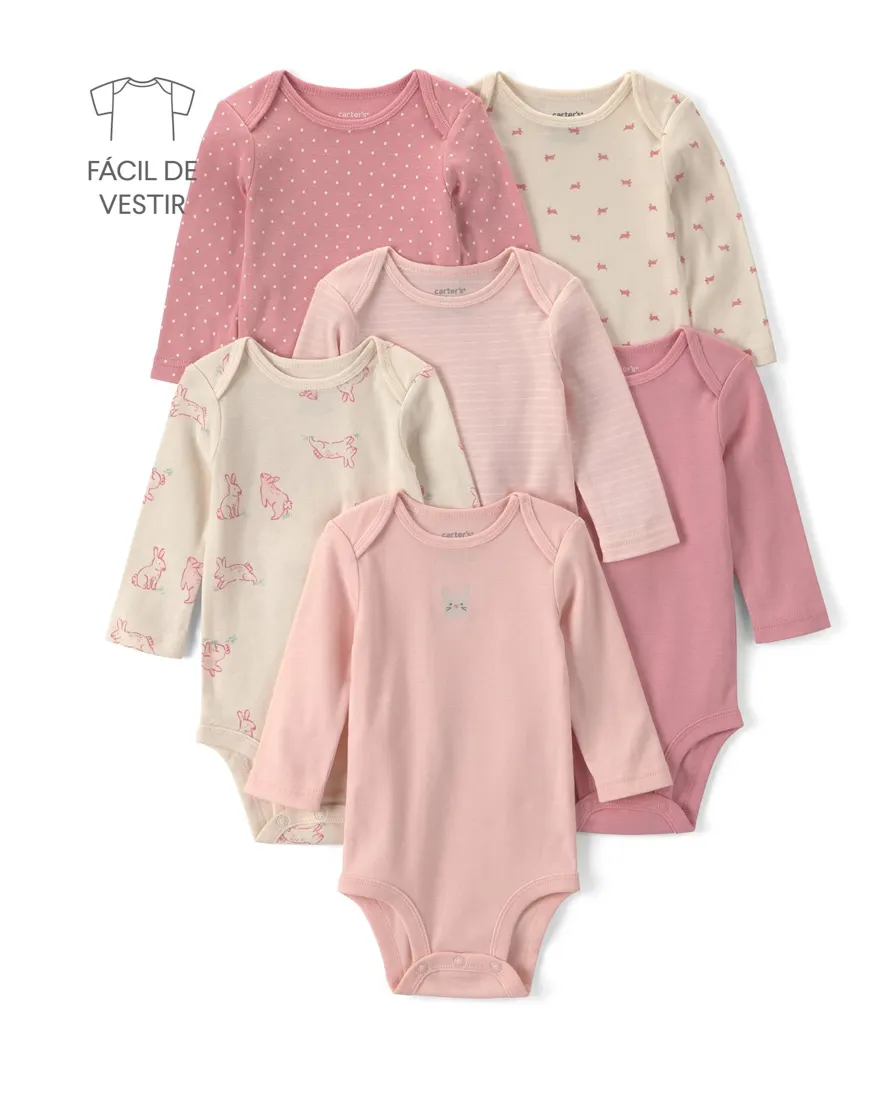 Outra vista de Conjunto bebê menina em algodão estampado 8 peças - Multicor