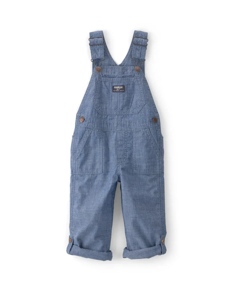 Jardineira jeans infantil com bolsos - denim médio