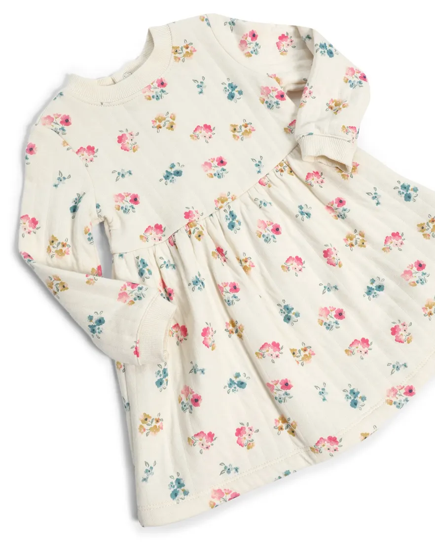 Outra vista de Vestido bebê evasê floral com calcinha - bege
