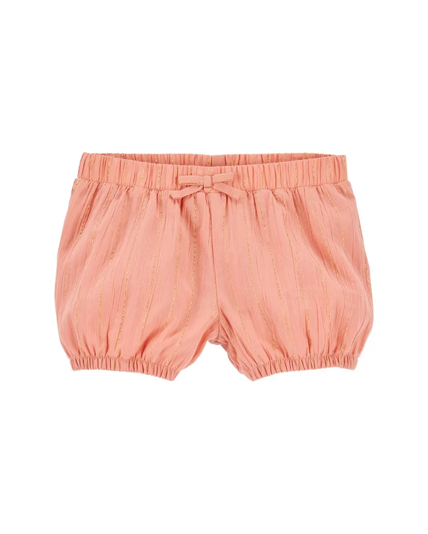 Short infantil fios metalizados com textura laranja