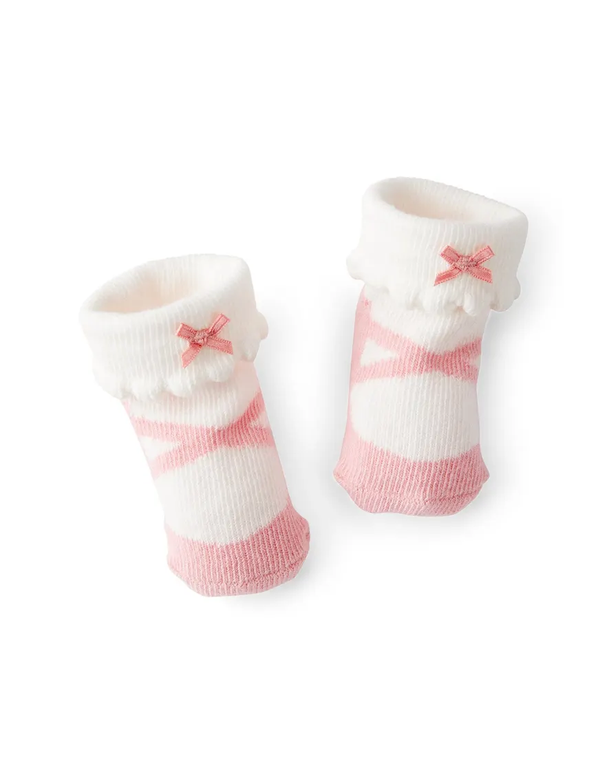 Outra vista de Kit meia bebê 2 pares sapatinho de ballet - rosa