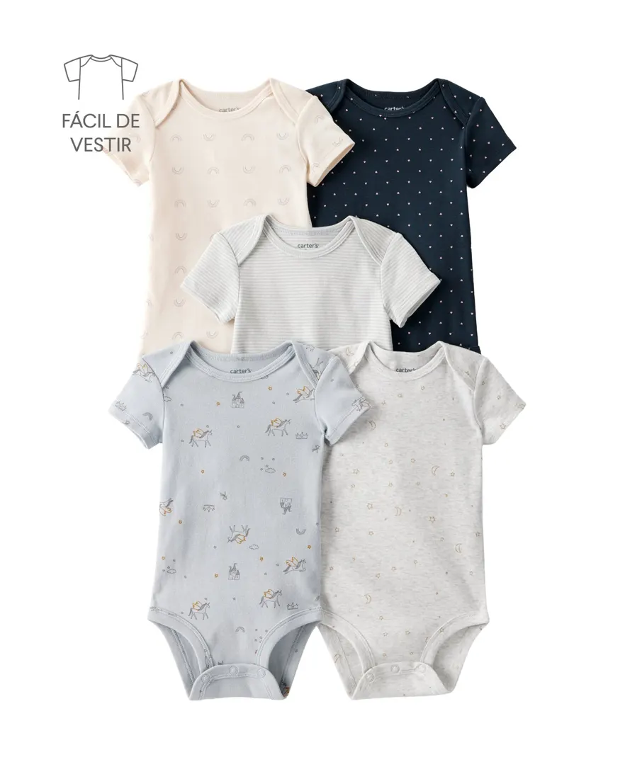 Kit body bebê 5 peças unicórnios - multicor