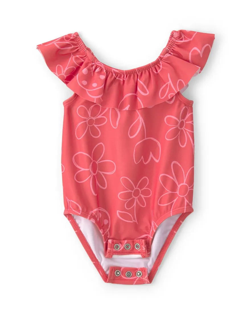 Outra vista de Maiô bebê menina floral UV 50+ - Vermelho Claro