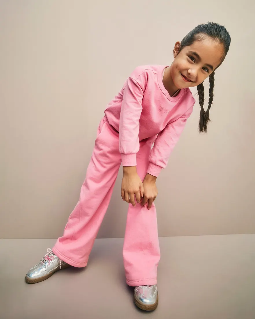 Outra vista de Blusa de moletom infantil com bordado - Rosa