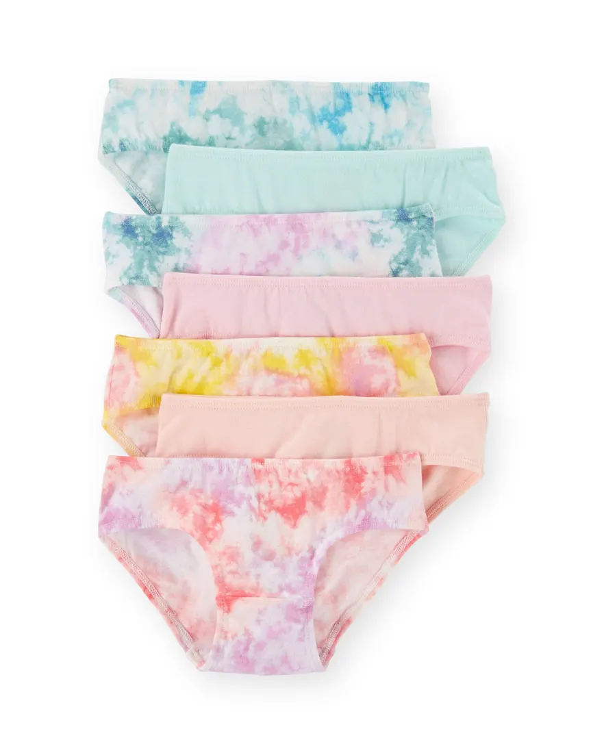 Kit calcinha infantil 7 peças tie-dye - multicor