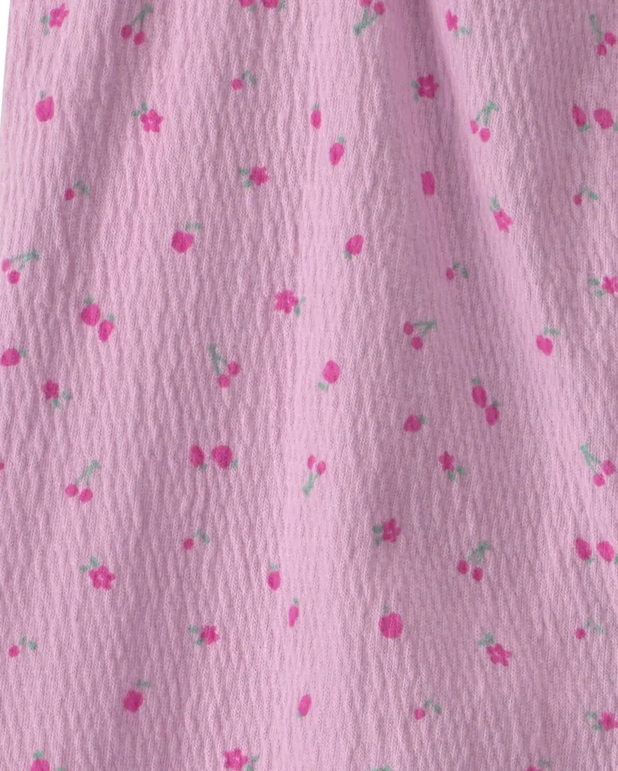 Outra vista de Macacão bebê estampado cerejinhas – lilás