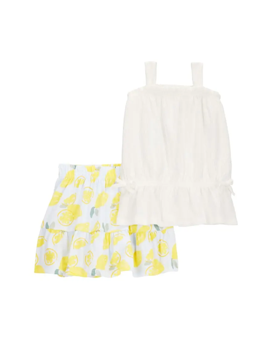 Conjunto curto infantil 2 peças texturizada limão multicor