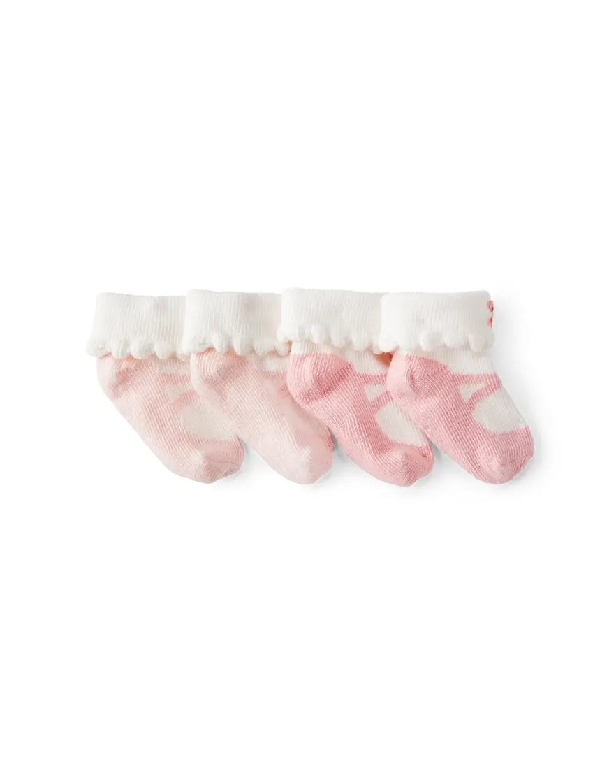 Kit meia bebê 2 pares sapatinho de ballet - rosa