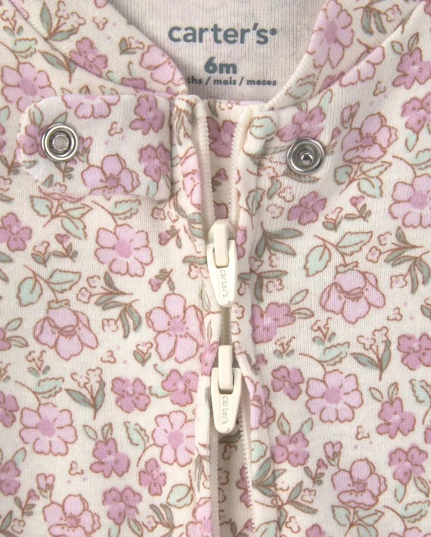 Outra vista de Kit macacão bebê menina floral 2 peças – Multicor