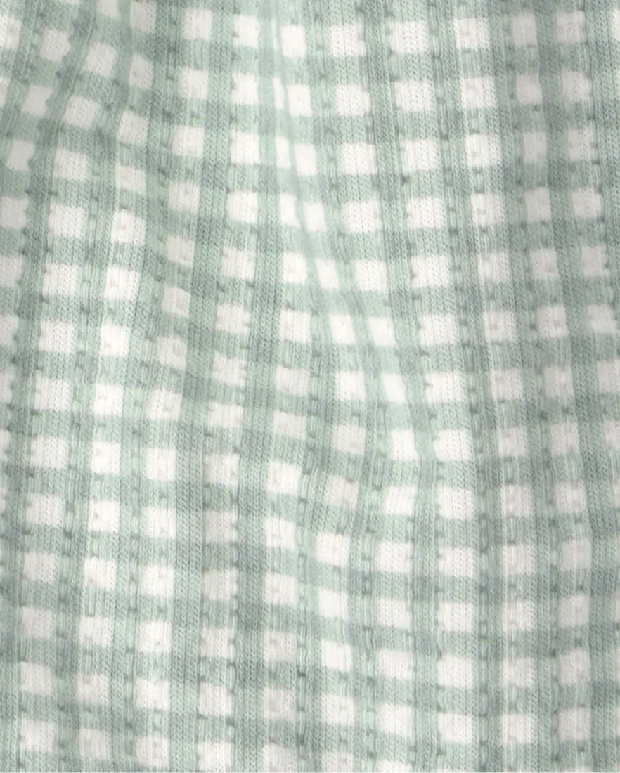 Outra vista de Conjunto curto bebê 2 peças com faixa de cabelo xadrez - Multicor