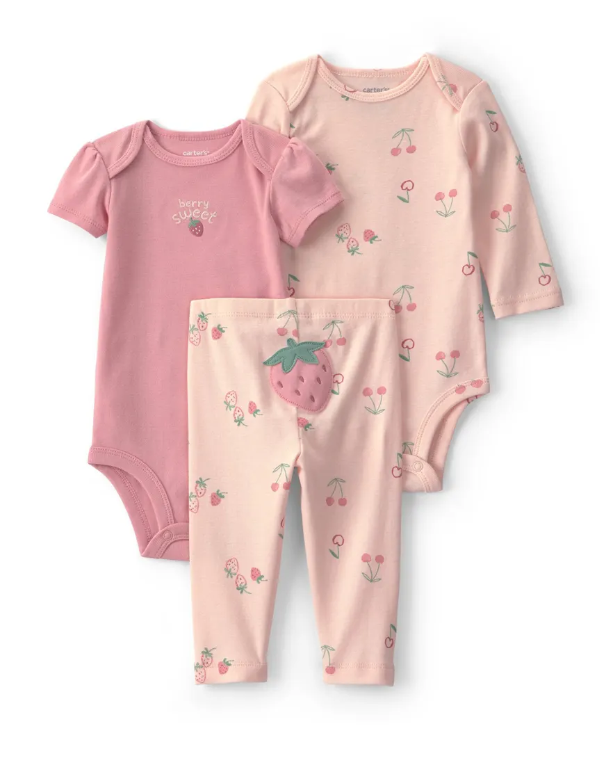 Outra vista de Conjunto longo bebê 3 peças estampado - Multicor