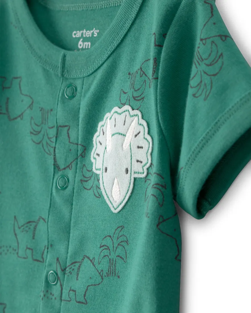 Outra vista de Macaquinho bebê manga curta estampado - Verde