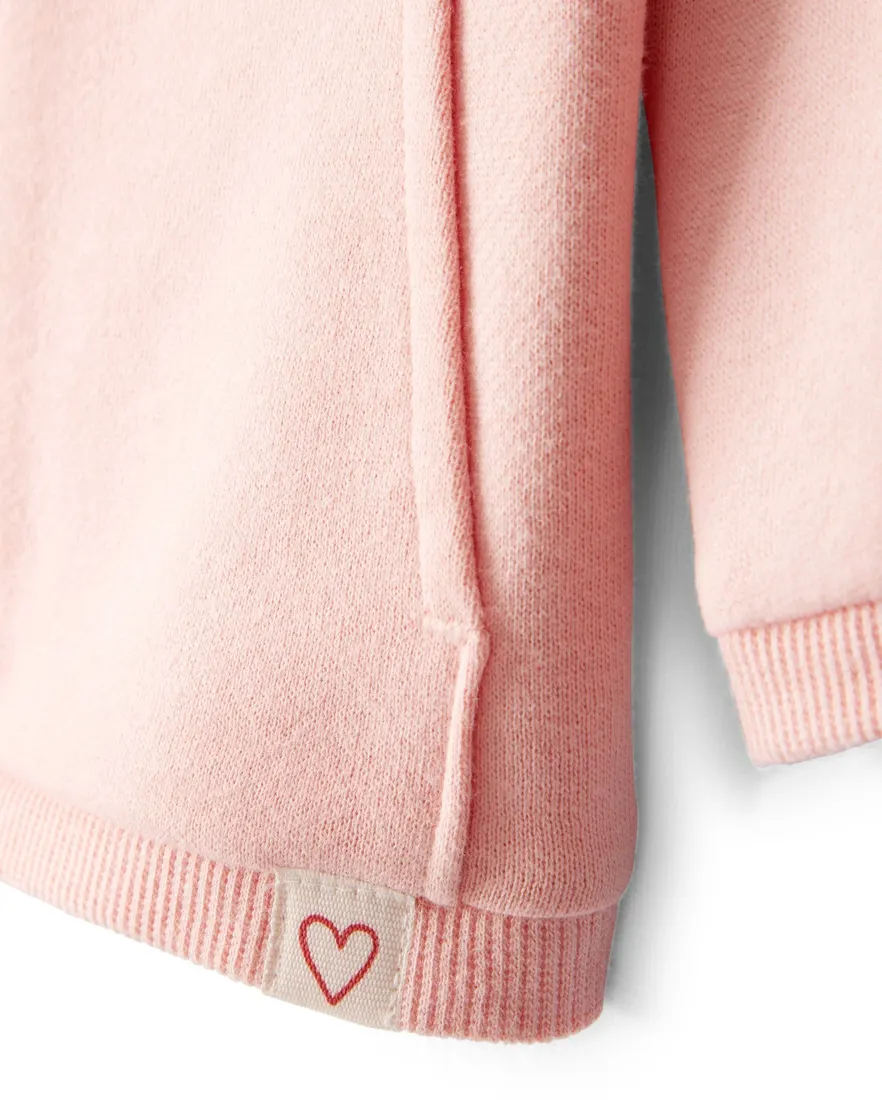Outra vista de Blusa de moletom bebê com capuz e felpa - rosa