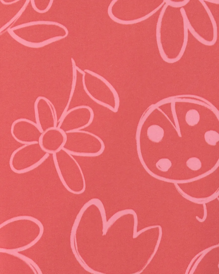 Outra vista de Maiô infantil menina floral UV 50+ - Vermelho Claro