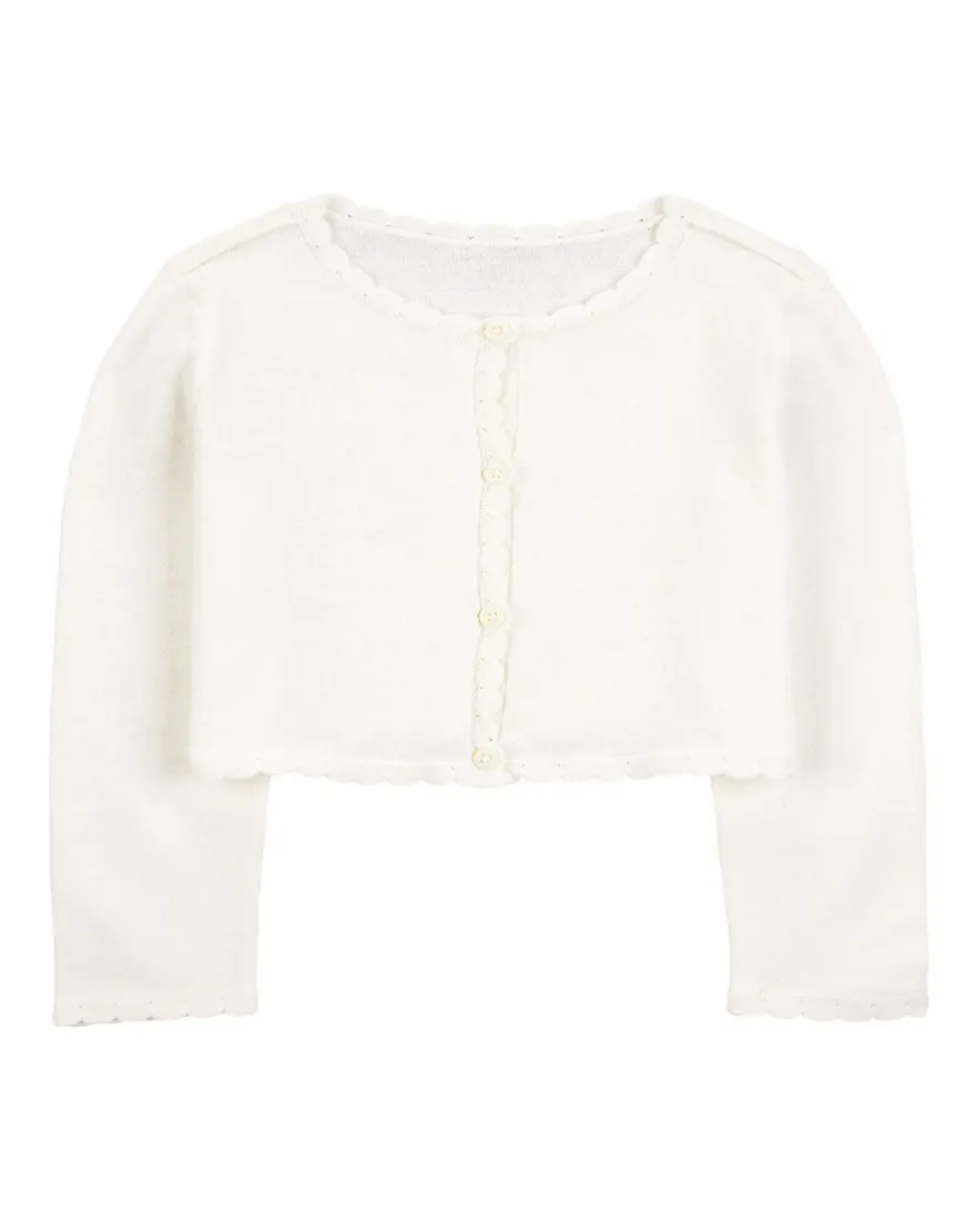 Outra vista de Casaco infantil de tricot off-white