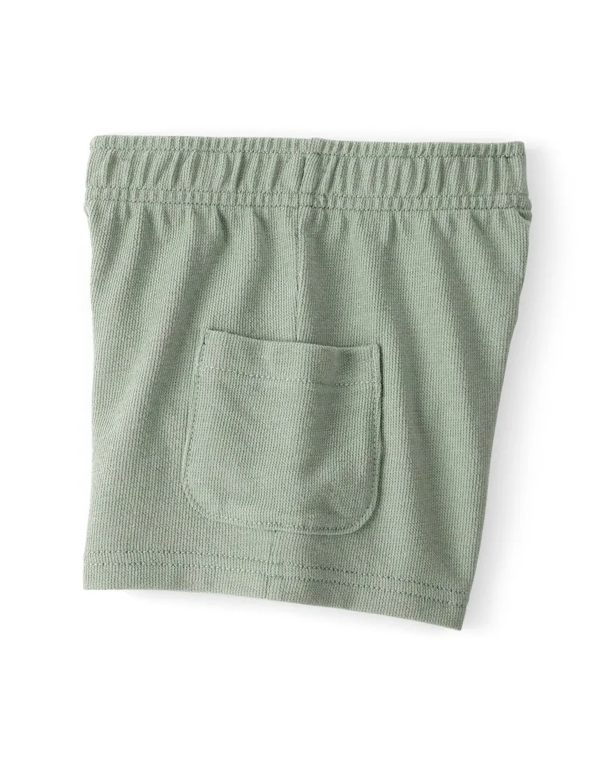 Outra vista de Conjunto curto infantil 2 peças texturizado e bordado - Verde