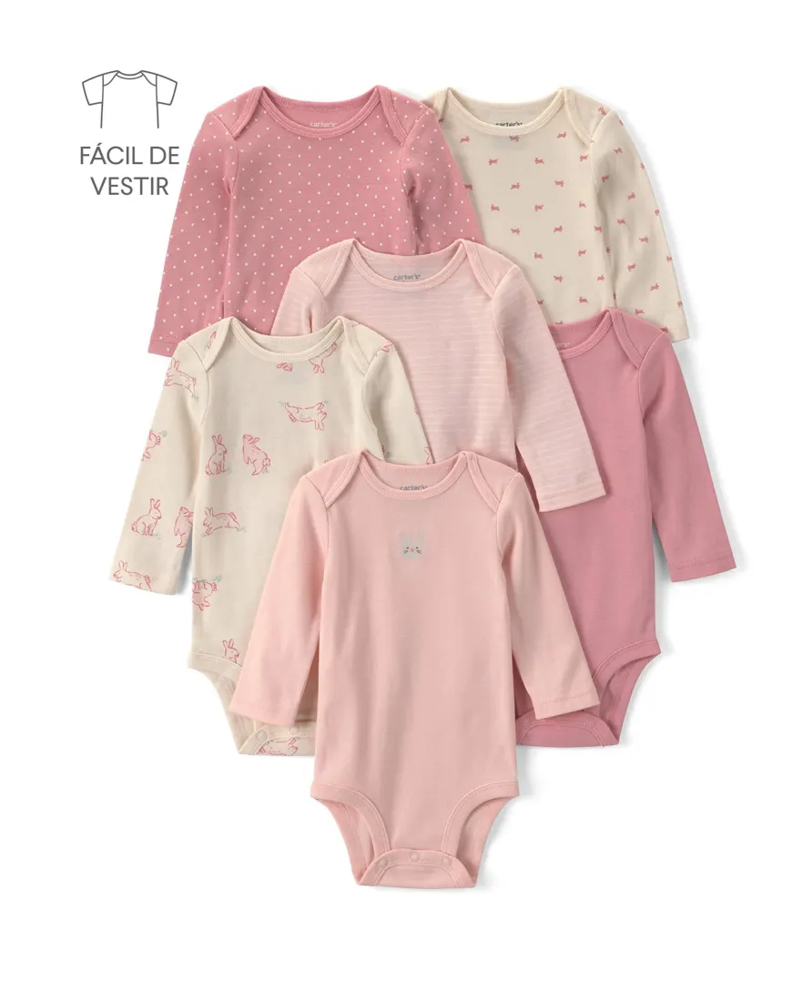 Kit body bebê 6 peças poá - Multicor