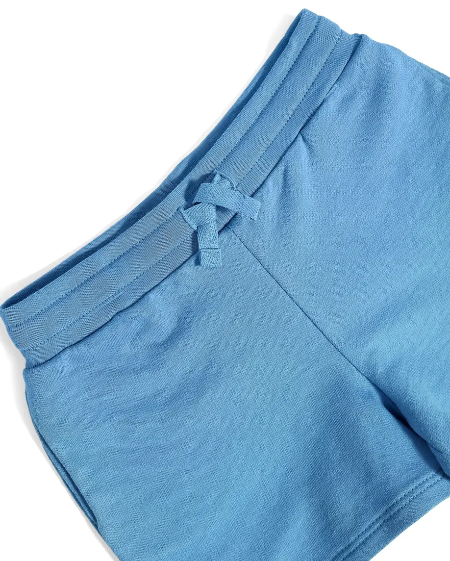 Outra vista de Short infantil de moletom com amarração azul