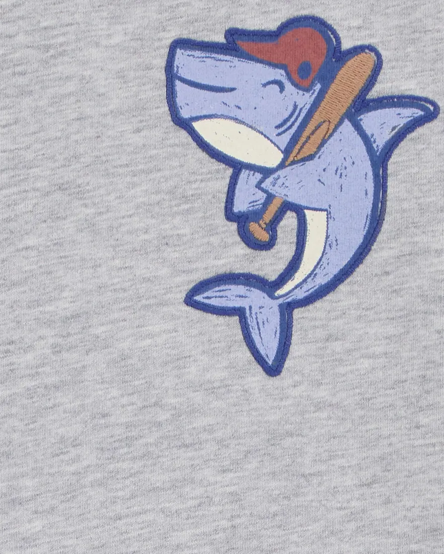 Outra vista de Camiseta infantil manga curta jogador tubarão cinza