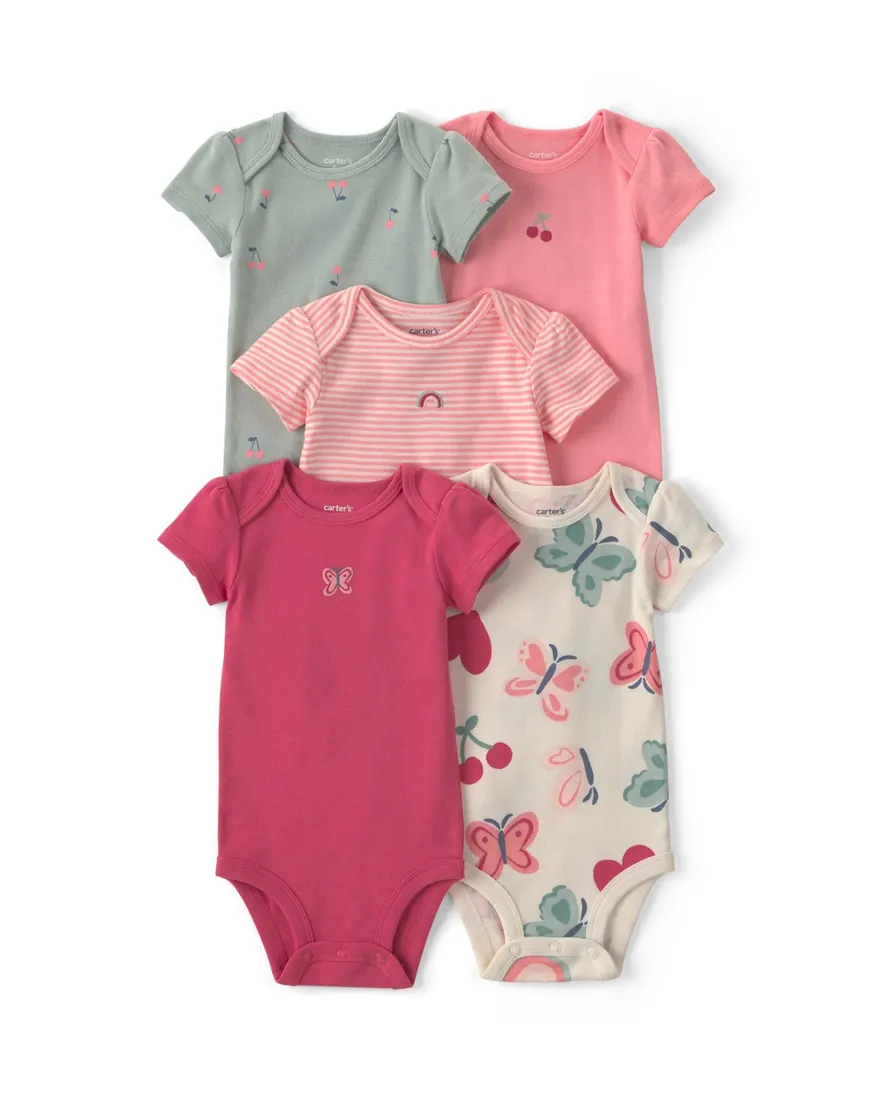Kit body bebê menina borboleta 5 peças - Multicor