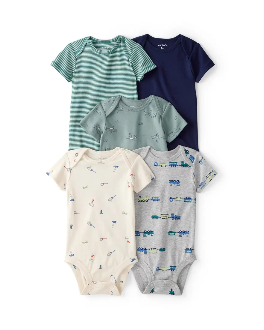 Outra vista de Kit body bebê 9 peças trenzinhos - multicor