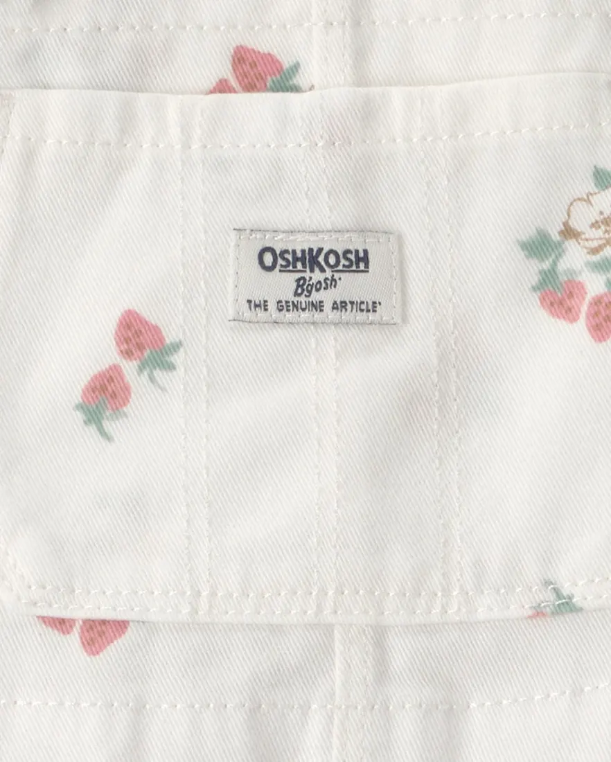 Outra vista de Salopete sarja infantil estampa floral - branca