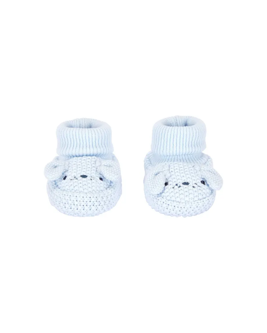 Pantufa bebê em tricot bichinho interativo - azul