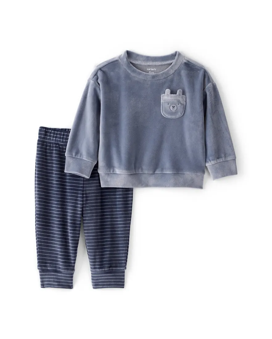 Conjunto longo bebê 2 peças em plush - multicor