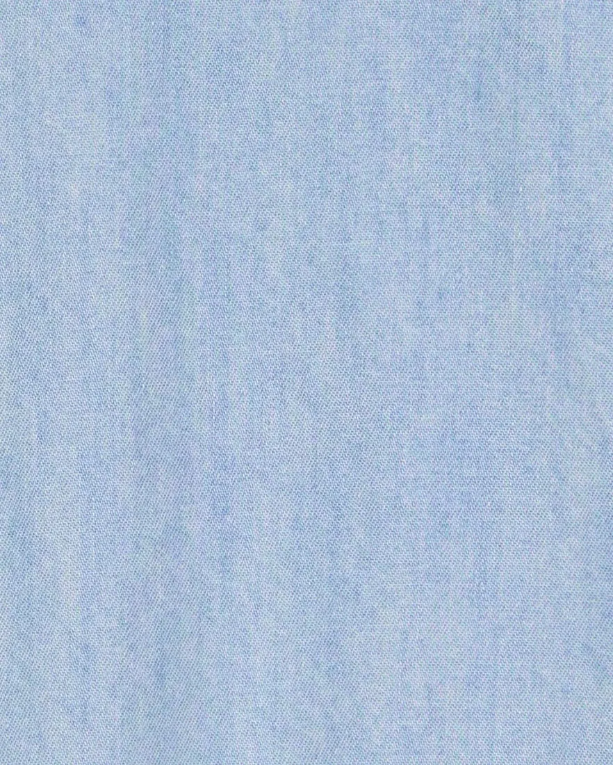 Outra vista de Macacão jeans bebê manga curta com gola denim médio