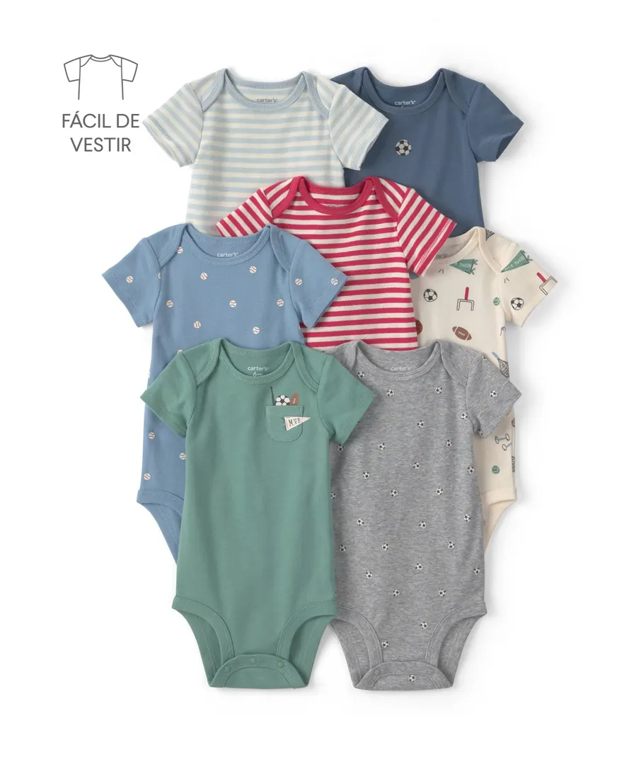 Kit body bebê 7 peças estampado - Multicor