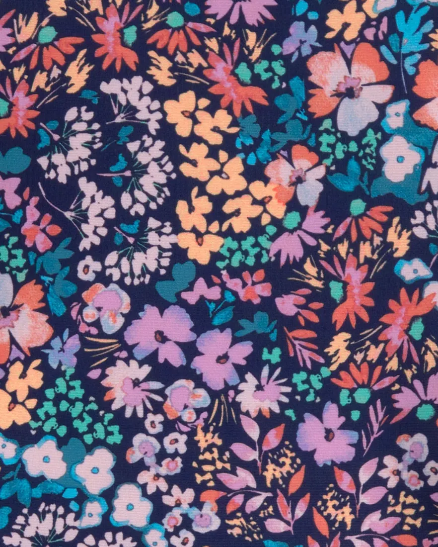 Outra vista de Conjunto de praia infantil menina floral UV 50+ - Multicor