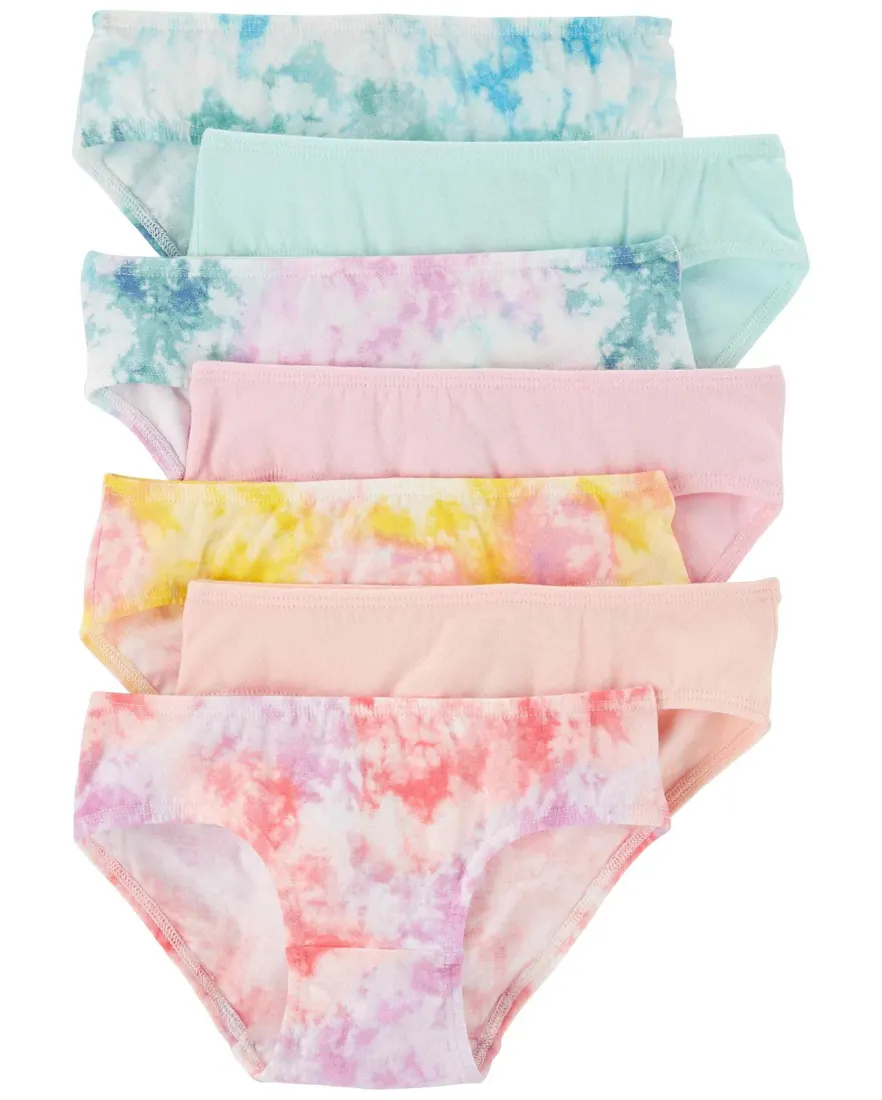 Kit calcinha infantil 7 peças tie dye multicor