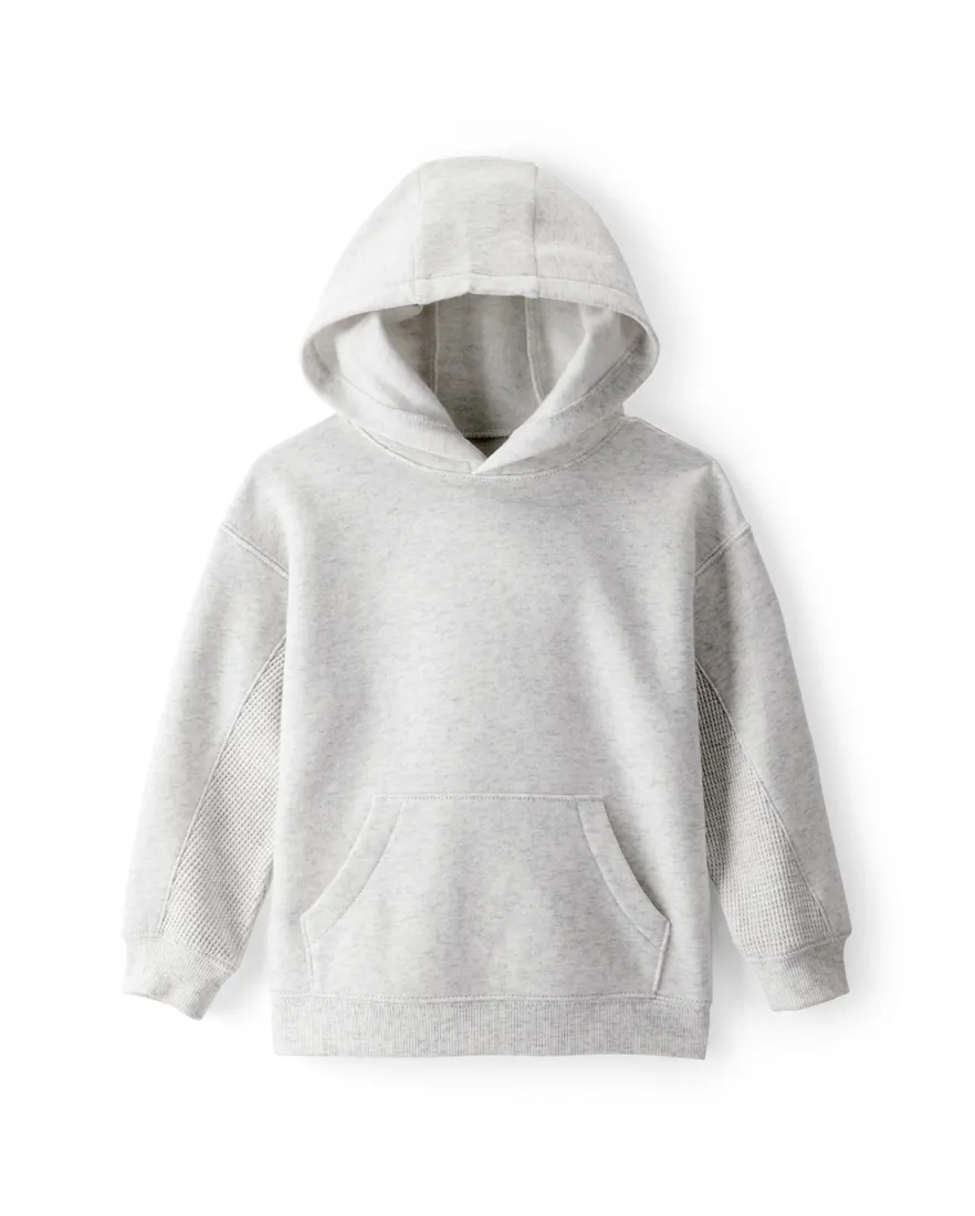 Blusa de moletom infantil mescla com capuz - cinza