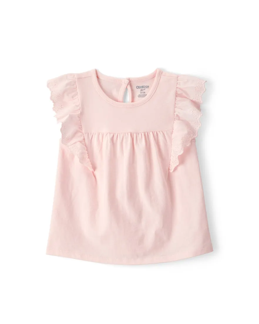 Bata infantil com babados em laise - rosa