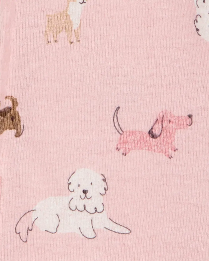 Outra vista de Macacão pijama infantil com pezinho cachorros - rosa