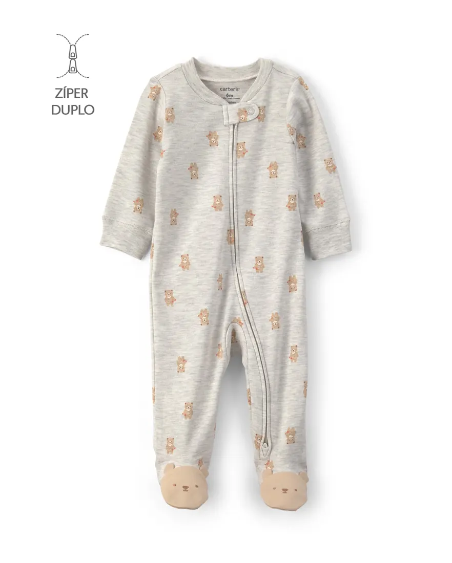 Macacão bebê menino com pezinho interativo estampado