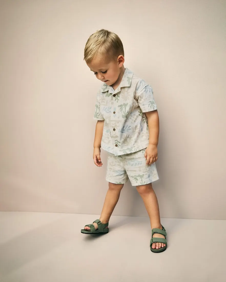 Outra vista de Conjunto curto infantil 2 peças estampado - Bege